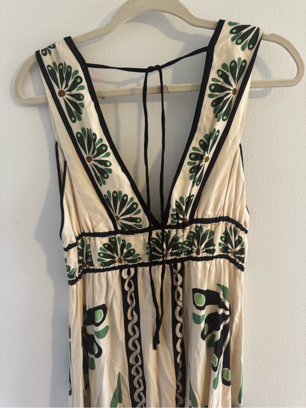 Farm Rio Cream Maxi Dress with Green & Black Floral Print - Picture 6 of 6